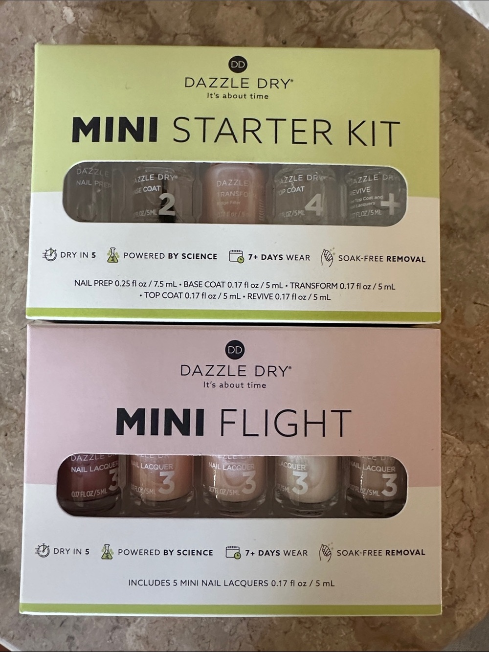 NEW Dazzle Dry Mini Starter Kit & Mini Flight Nail Lacquer Set - Pink Shades